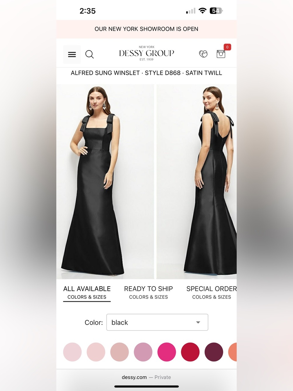 ALFRED SUNG Black Formal Evening dress